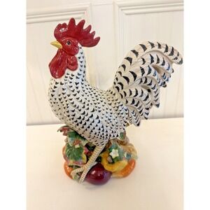Fitz And Floyd Gardening Gourmet Rooster Figurine Porcelain Boxed Kitchen Decor